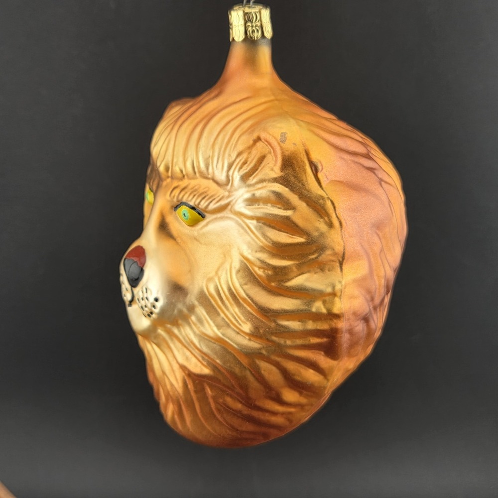 Lion Head Whitehurst Imports Czech Republic Hand Blown Christmas Ornament - Picture 4 of 7